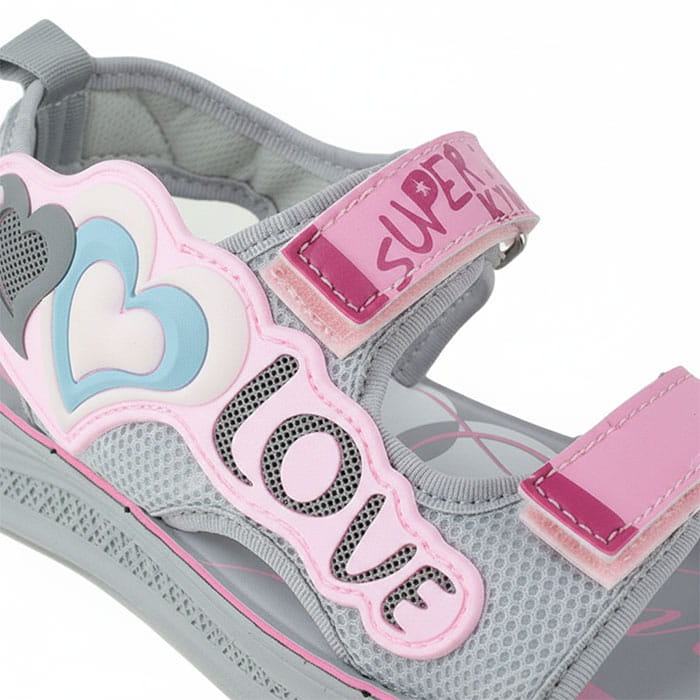 Сандалии для девочек, GEZER, 30-35, Серый/Розовый, Текстиль, Резиновая Подошва, Сандали, Для детей