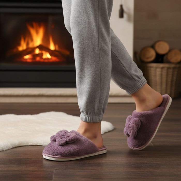 Papuci de camera dame, GS, 36-41, Diverse Culori, Textil, Talpa Cauciucata, Papuci de casa, Pentru Femei