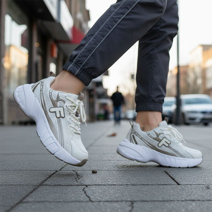 Women's sneakers, RUNNING, 36-41, White/Beige, Textile, EVA Sole, Sneakers, For Women