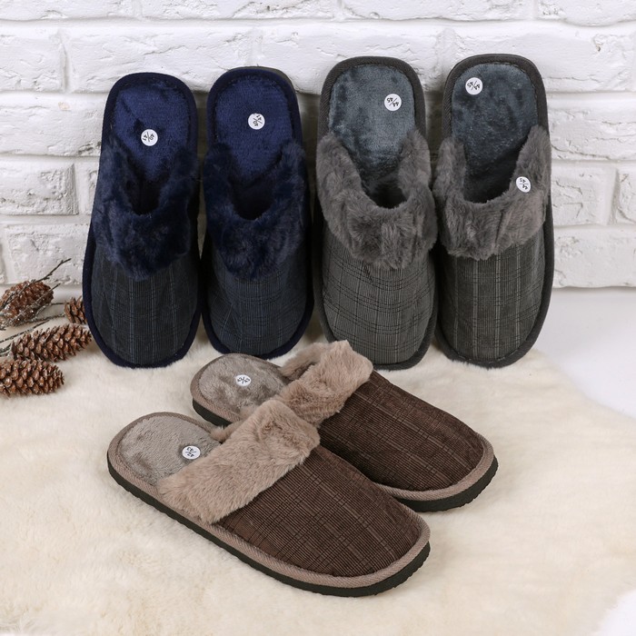 Papuci de camera barbati, GS, 40-45, Diverse Culori, Textil, Talpa Cauciucata, Papuci de casa, Pentru Barbati