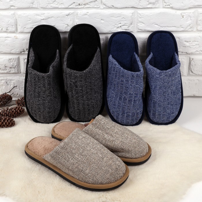 Papuci de camera barbati, GS, 40-45, Diverse Culori, Textil, Talpa Cauciucata, Papuci de casa, Pentru Barbati