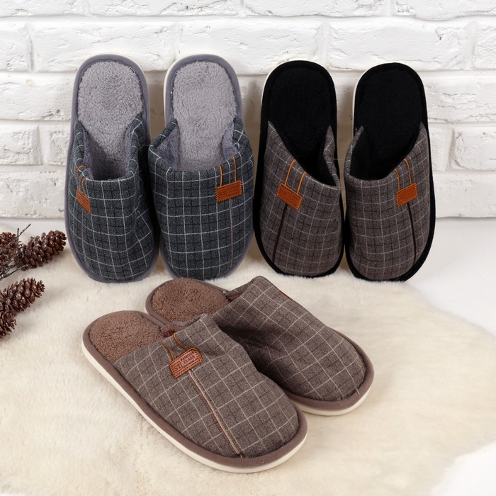 Papuci de camera barbati, GS, 40-45, Diverse Culori, Textil, Talpa Cauciucata, Papuci de casa, Pentru Barbati