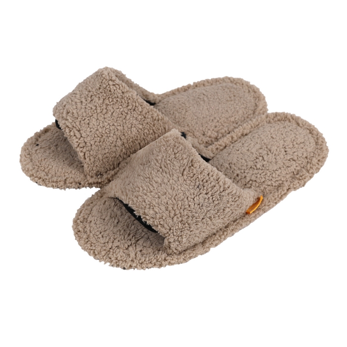 Women's house slippers, PROGRES, 36-41, Beige, Textile, Rubber Sole, Slippers, For Women
