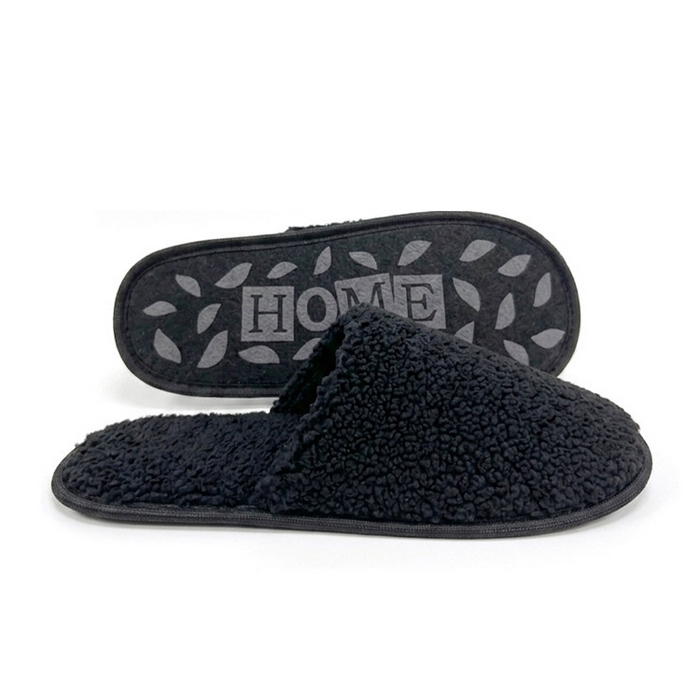Ciupici de camera barbati, PROGRES, 36-45, Negru, Textil, Talpa Cauciucata, Papuci de casa, Pentru Femei