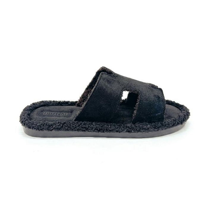 Ciupici de camera dame, PROGRES, 38-41, Negru, Textil, Talpa Cauciucata, Papuci de casa, Pentru Femei