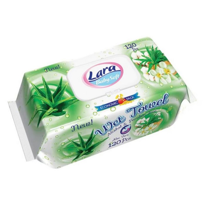 Влажные салфетки, LARA, Для детей, 120 предметов, Aloe Vera