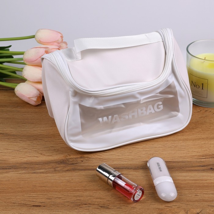 Geanta cosmetica, WASHBAG, PVC, 16x23cm, Alb