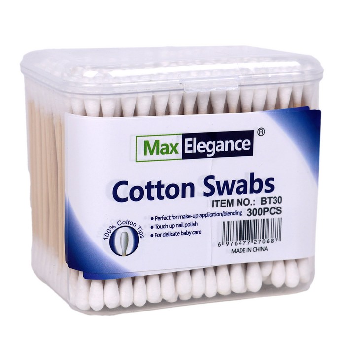 Betisoare igienice, Max Elegance, 300 buc, Bumbac, Plastic