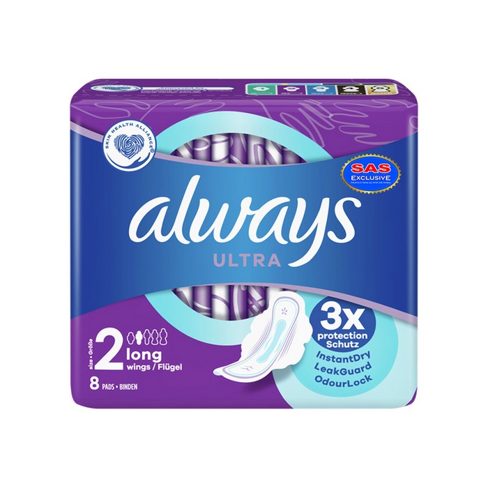 Absorbante, ALWAYS, 2 picaturi, 8 piese, Ultra