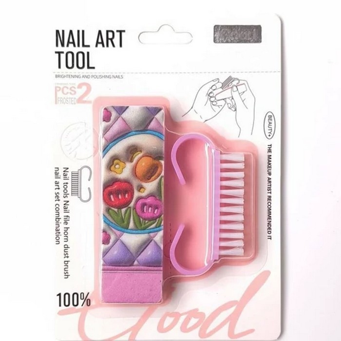 Nail file set with brush, MIXUEER, Abrasive fiber, 2 pieces