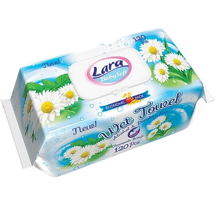 Влажные салфетки, LARA, 120 предметов, Chamomille, С крышкой