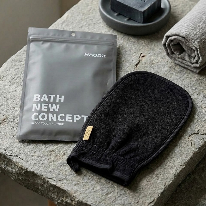 Bath glove, HAODA, Synthetic fibers, Black, 24 cm, 15cm