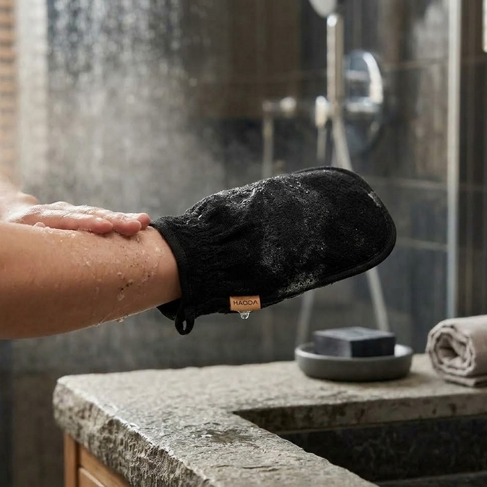 Bath glove, HAODA, Synthetic fibers, Black, 24 cm, 15cm