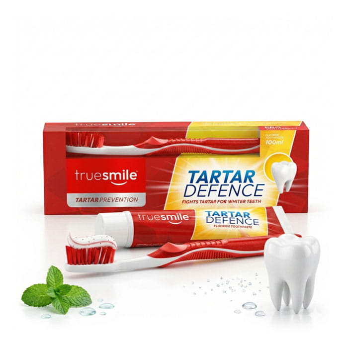 Set pasta de dinti cu periuta, TRUE SMILE, 100 ml, Tartar Defence, Pentru Adulti, Pasta de dinti