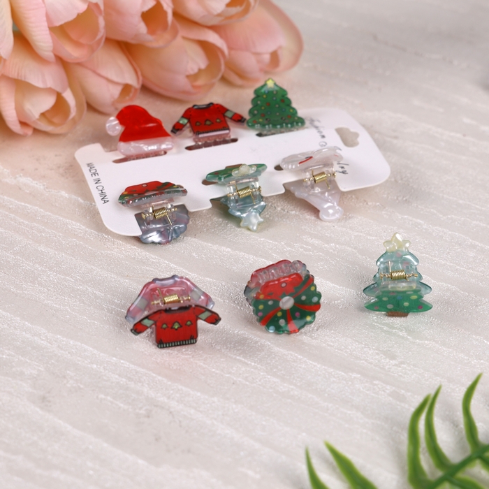 Hair clipper, GS, 6 pieces, Plastic, 2.5 cm, Various Colors, Christmas