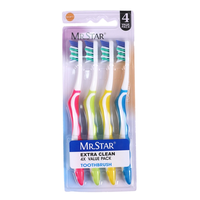 Set periute de dinti, Mr.STAR, Pentru Adulti, 4 piese, Diverse Culori, Set periute de dinti