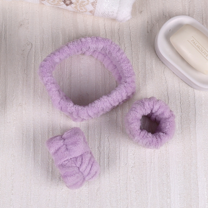 Set bentita cosmetica, GS, Microfibra, 3 piese, + 2 buc pentru maini, Diverse Culori