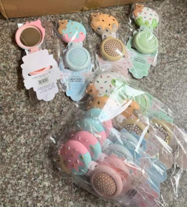 Oglinda, GS, Mini, Plastic, Cu perie, Rotunda, Diverse Culori