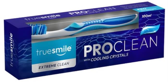 Set pasta de dinti cu periuta, TRUE SMILE, 100 ml, Extreme clean, Pentru Adulti, Pasta de dinti