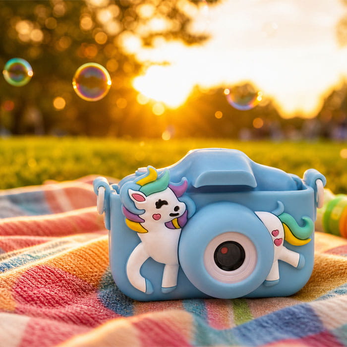 Aparat foto copii, GS, Silicon, Unicorn, 3+, Albastru