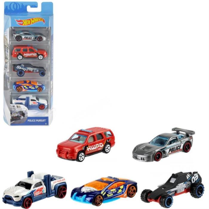 Set masini, Hot Wheels, 5 piese, Metal/Plastic, 3+