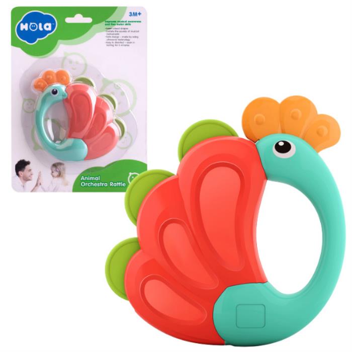 Rattles, HOLA TOYS, Peacock, Plastic/Rubber, 3m+