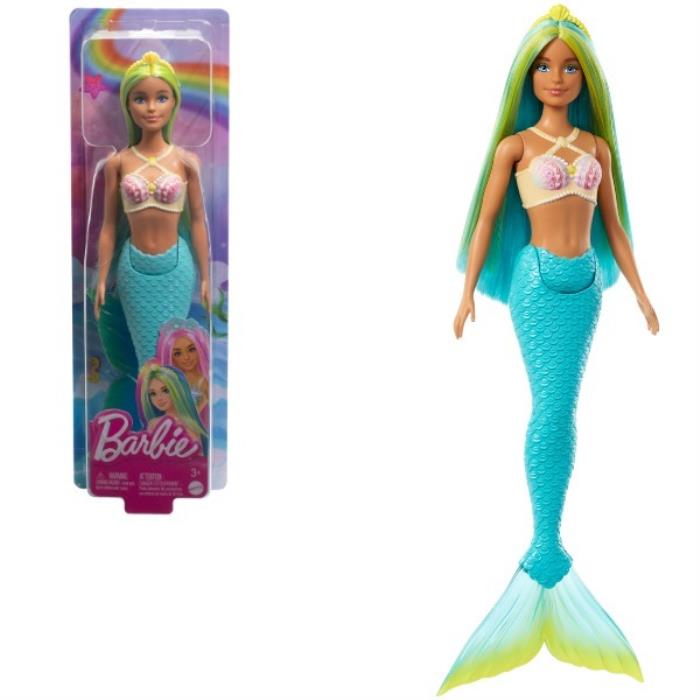Papusa barbie dreamtopia, Barbie, Sirena cu păr albastru, 30 cm, Plastic, 3-6 ani