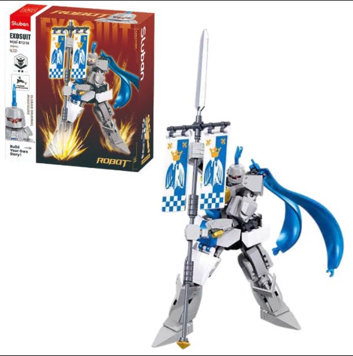 Construction set knight with a banner, SLUBAN, Plastic, 236 elements, 6-12 years