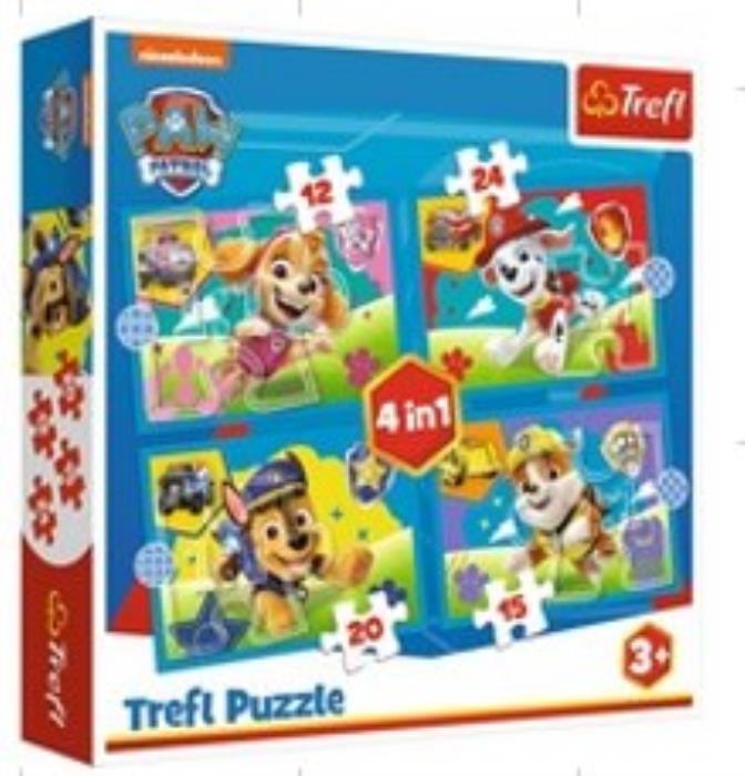 Puzzle, TREFL, Carton, 4 IN 1, PAW PATROLL, 4+