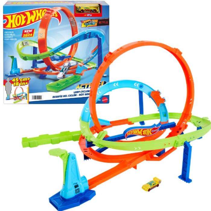 Jucarie traseu masinuta, Hot Wheels, 2 buc, 3-6 ani