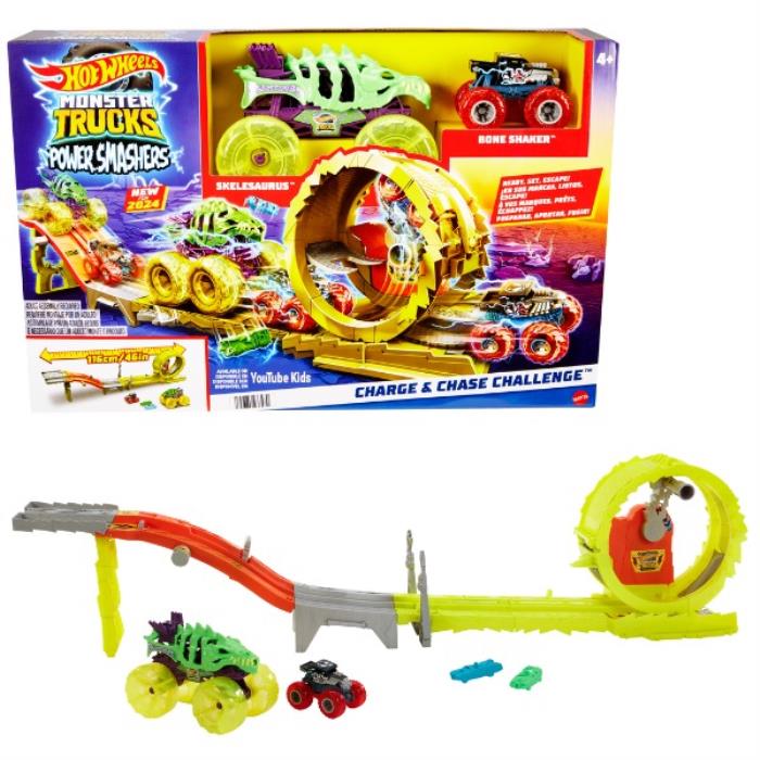 Jucarie traseu masinuta, Hot Wheels, Monster Trucks, 4+, 2 buc