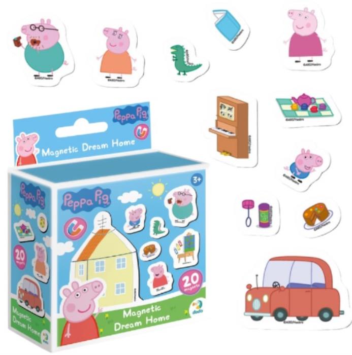 Joc magnetic, DODO, 20 elemente, Carton, Peppa Pig, Casa de vis