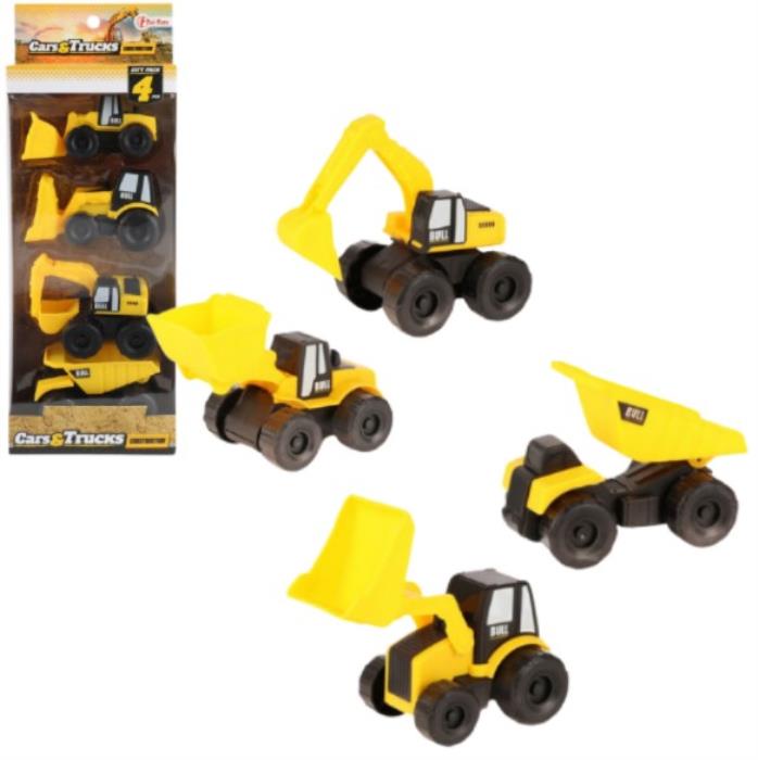 Set utilaje de constructii, TOI-TOYS, 4 piese, Plastic, 3+