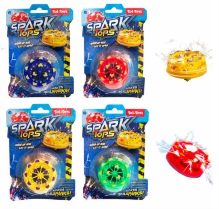 Top rotativ cu scantei, TOI-TOYS, Plastic, Diverse Culori, 3-6 ani