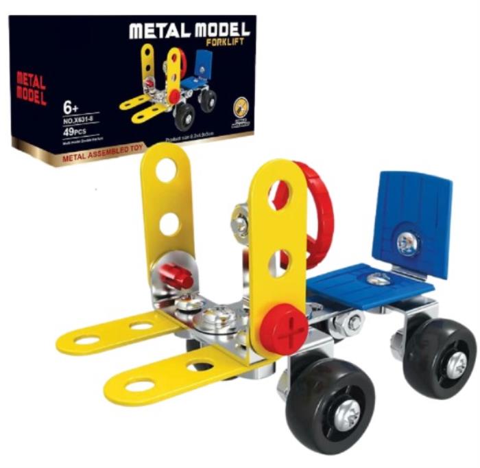 Set constructie, Essa Toys, Stivuitor, 6-12 ani, Metal, 49 elemente