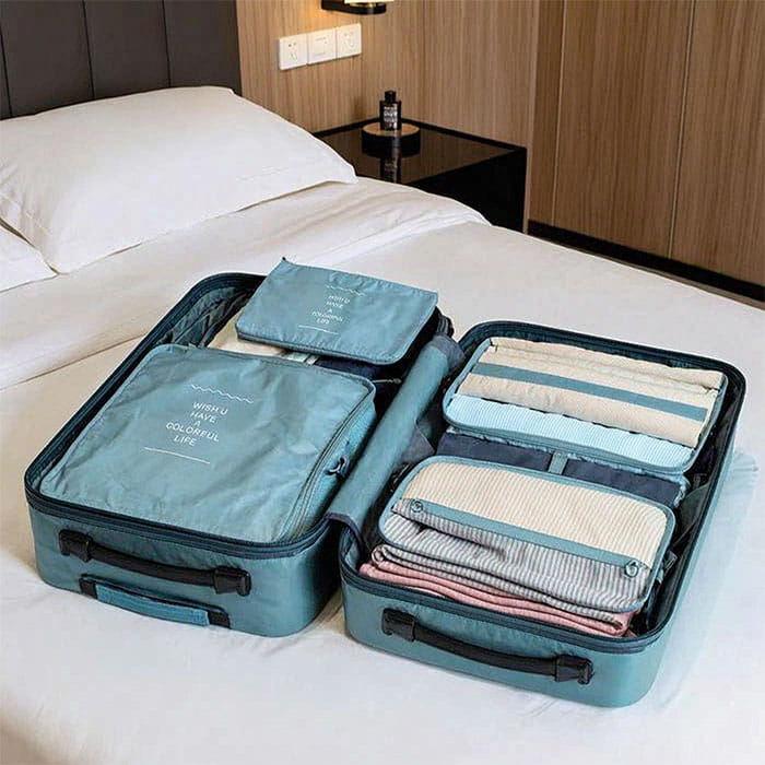 Organizator de bagaj, GS, Textil, 7 piese, Diverse Culori, Organizator de bagaj