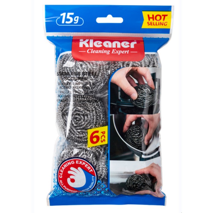 Set burete spiralat, KLEANER, 6 piese, Inox, 15gr