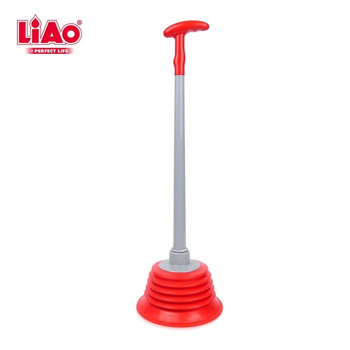Pompa desfundat, LiAo, Plastic/Cauciuc, 15cm, Rosu, 44 cm