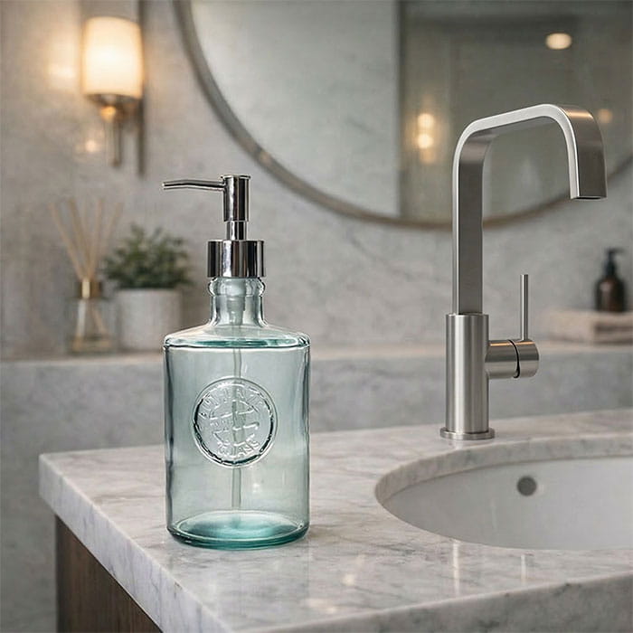 Dozator sapun, SAN MIGUEL, Sticla, 600ml, Transparent, 23cm, 9cm