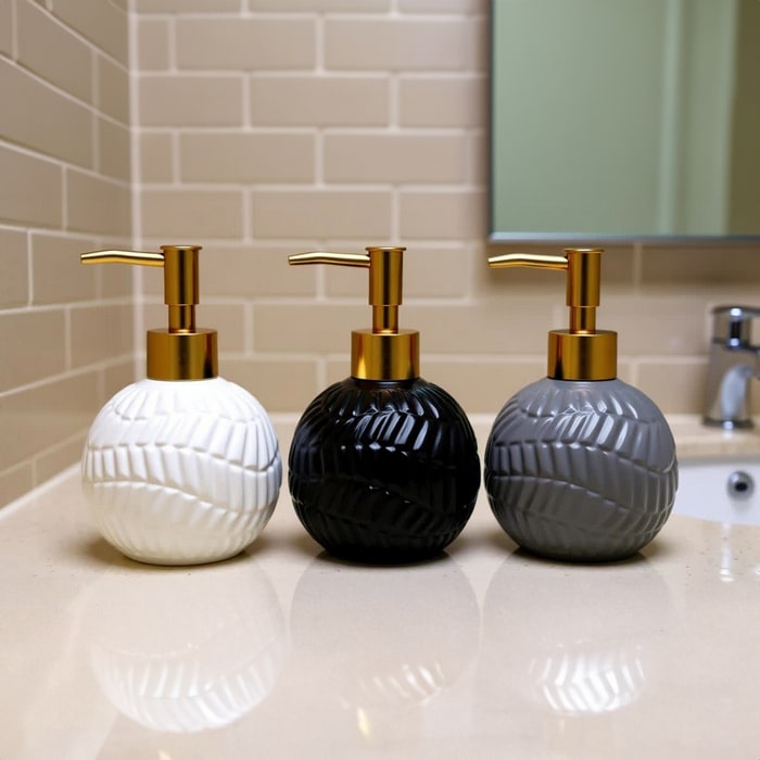 Dozator sapun, GS, Ceramica, Negru/Auriu