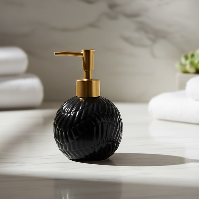 Dozator sapun, GS, Ceramica, Negru/Auriu