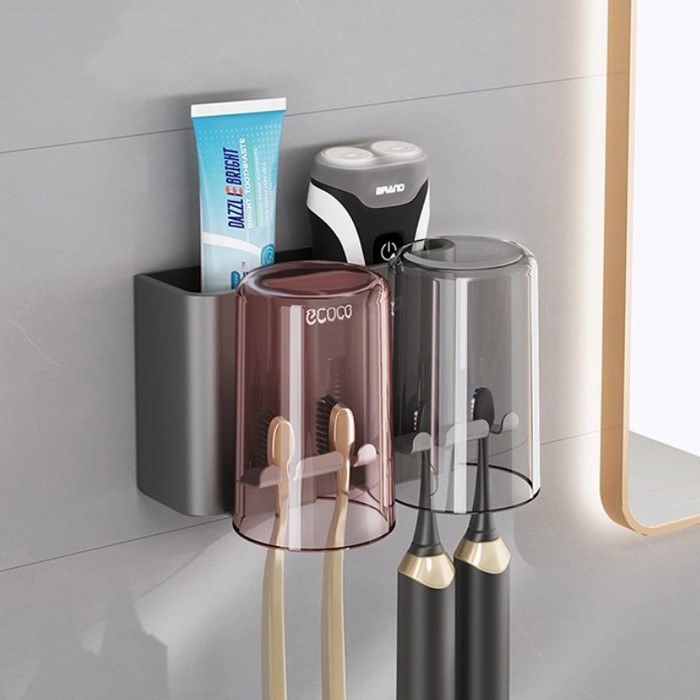 Suport periute, ECOCO, Metal/Sticla, 12x15x11.2 cm, Roz/Gri, Suspendabil