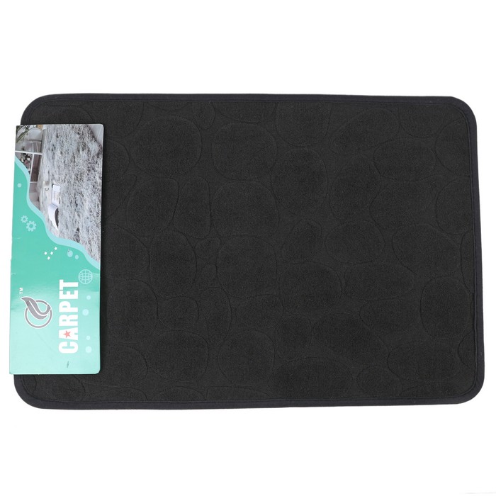 Bathroom rug, CARPET, Microfiber, 40x60 cm, Rounded rectangle, Black