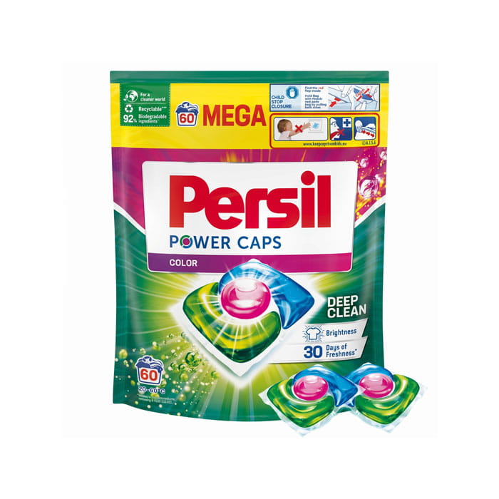 Detergent rufe, PERSIL, Capsule, 60 piese, Color, Power, Color, 60 spalari