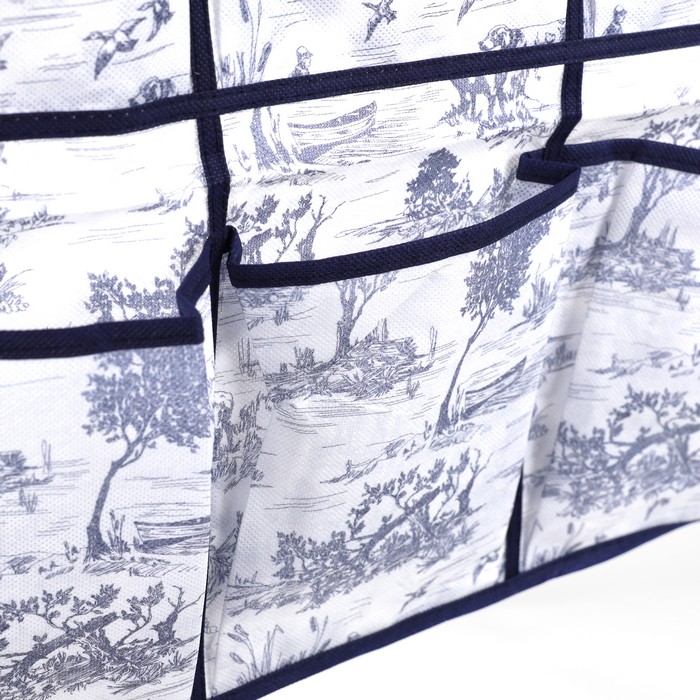 Организатор, GS, Для одежды, Для обуви, Полиэстер, 9 отсеков, Белый/Синий