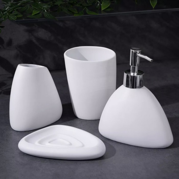 Bathroom accessories set, SANITARY, 4 pcs, Polyresin, White
