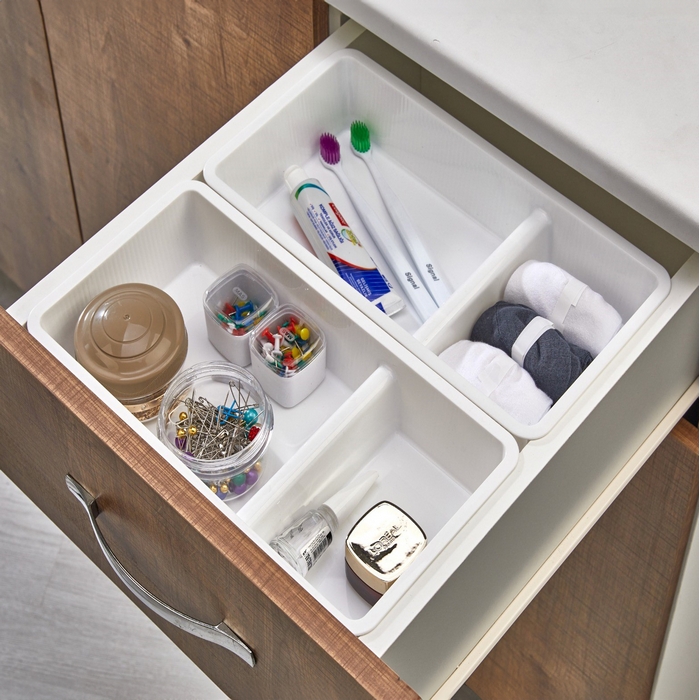 Organizator, WISHHOME, Plastic, 32x16.5x6 cm, Alb, 2 compartimente, Universala