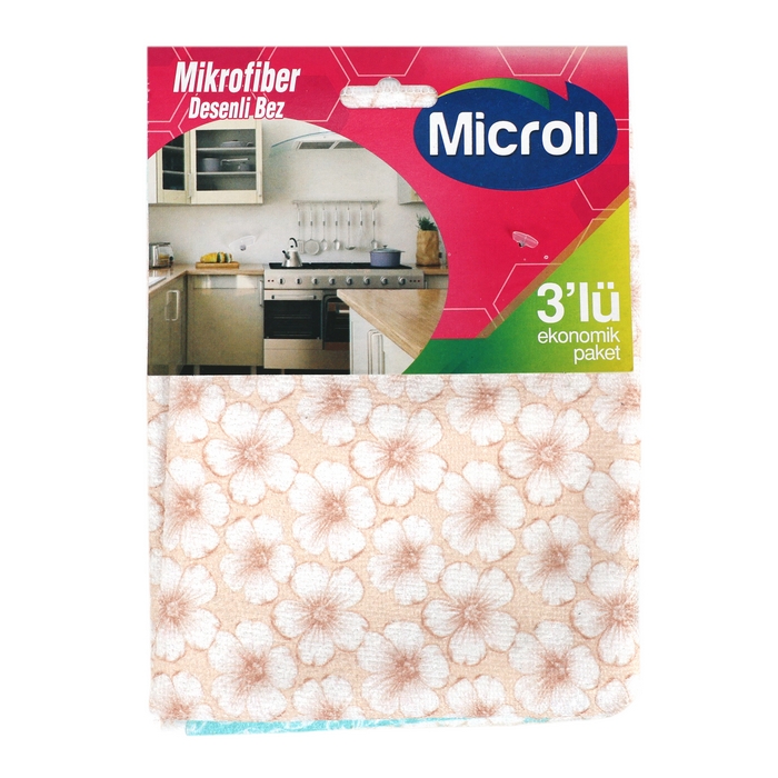 Set lavete, MICROLL, 3 piese, Microfibra, 40x40cm, design