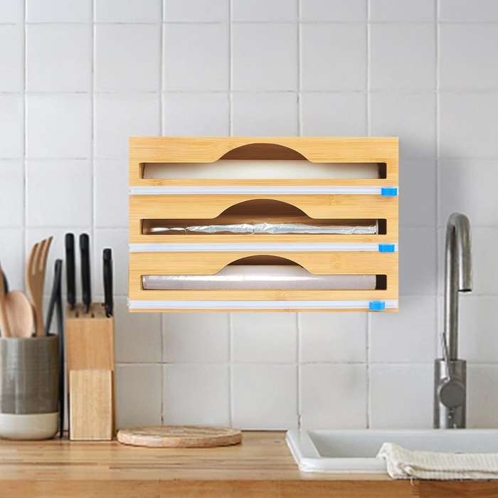 Организатор, GS, Для фольги, Бамбук, 3 отсеков, 33.5x21.8x8 см