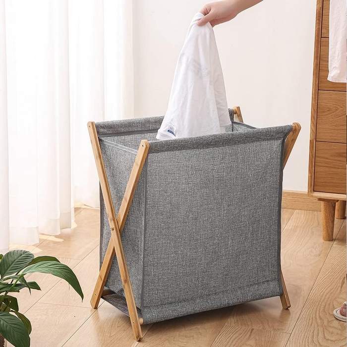Basket, GS, For laundry, Bamboo, 56x31x52 cm, Gray